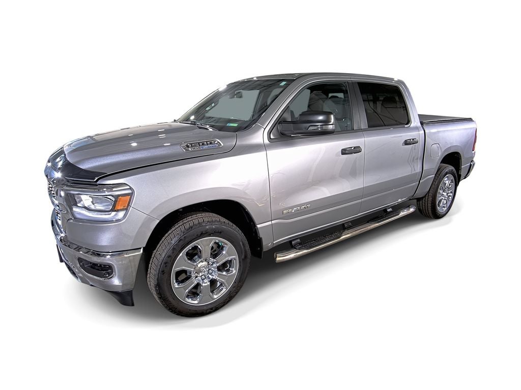2023 RAM 1500 Big Horn Crew Cab 4x4 5'7" Box in Silver — front three-quarter view