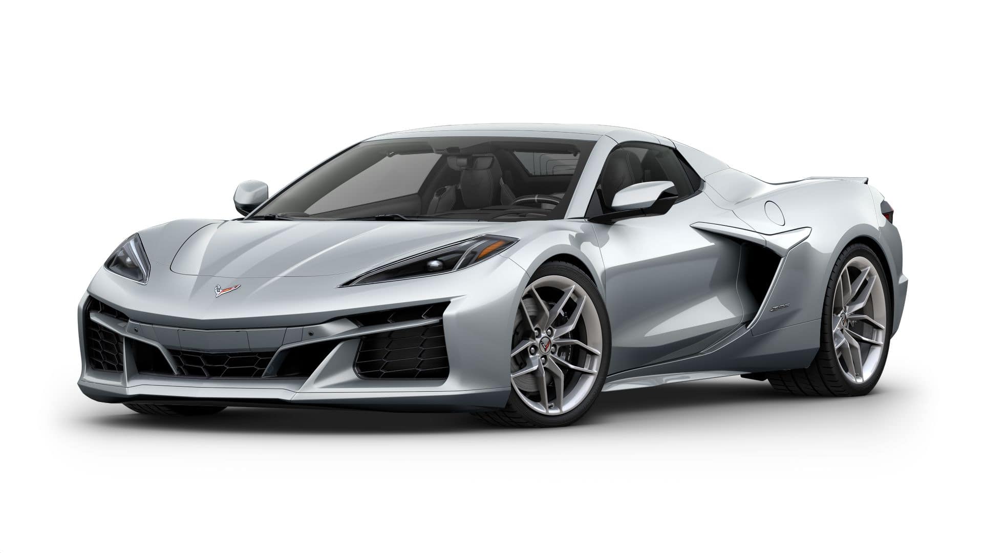 2027 Chevrolet Corvette Z06 3LZ in Blade Silver Metallic — front three-quarter view