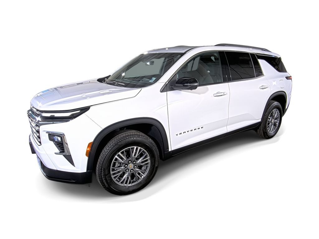 2025 Chevrolet Traverse LT in Summit White — front three-quarter view