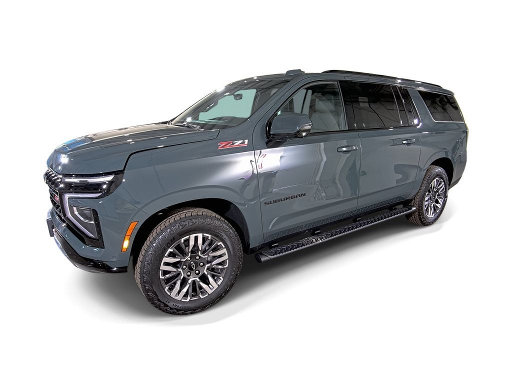 2026 Chevrolet Suburban Z71 in Cypress Gray — front three-quarter view