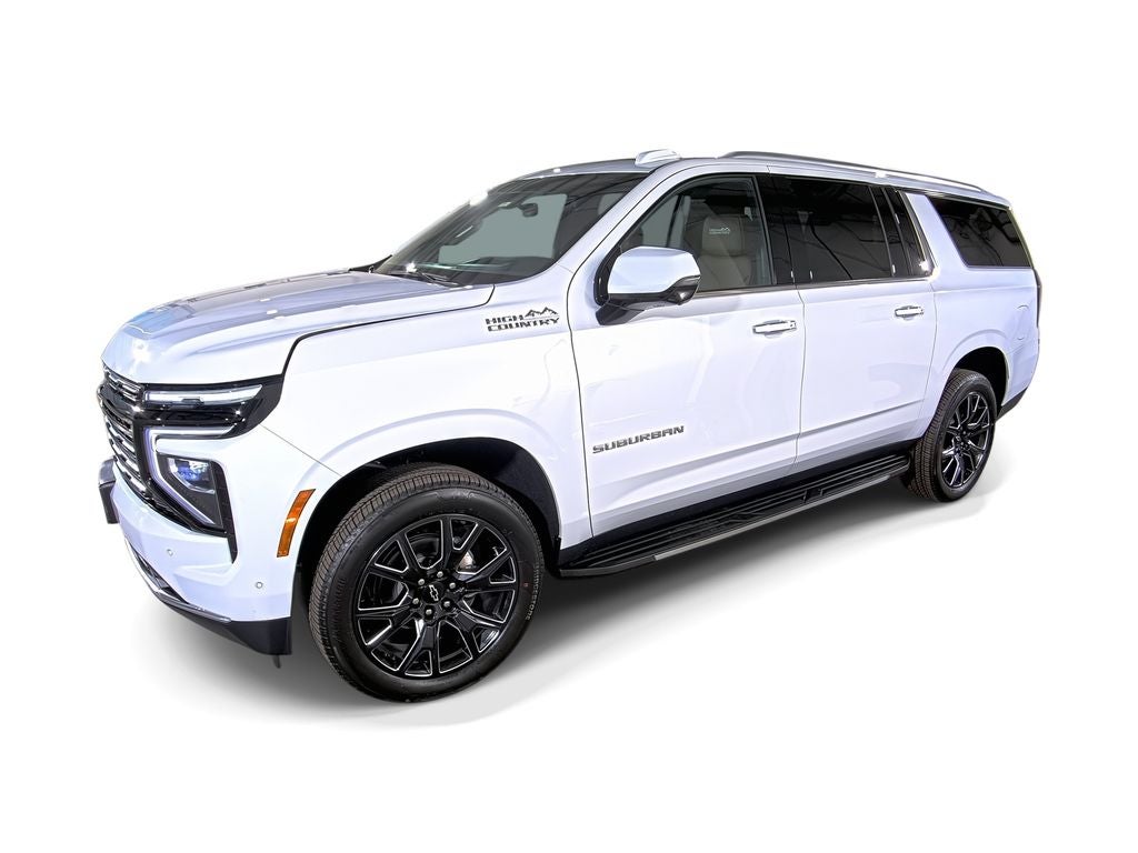 2026 Chevrolet Suburban High Country in Polar White Tricoat — front three-quarter view