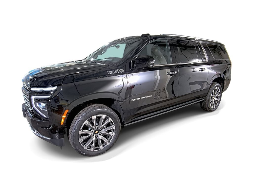 2026 Chevrolet Suburban High Country in Black — front three-quarter view