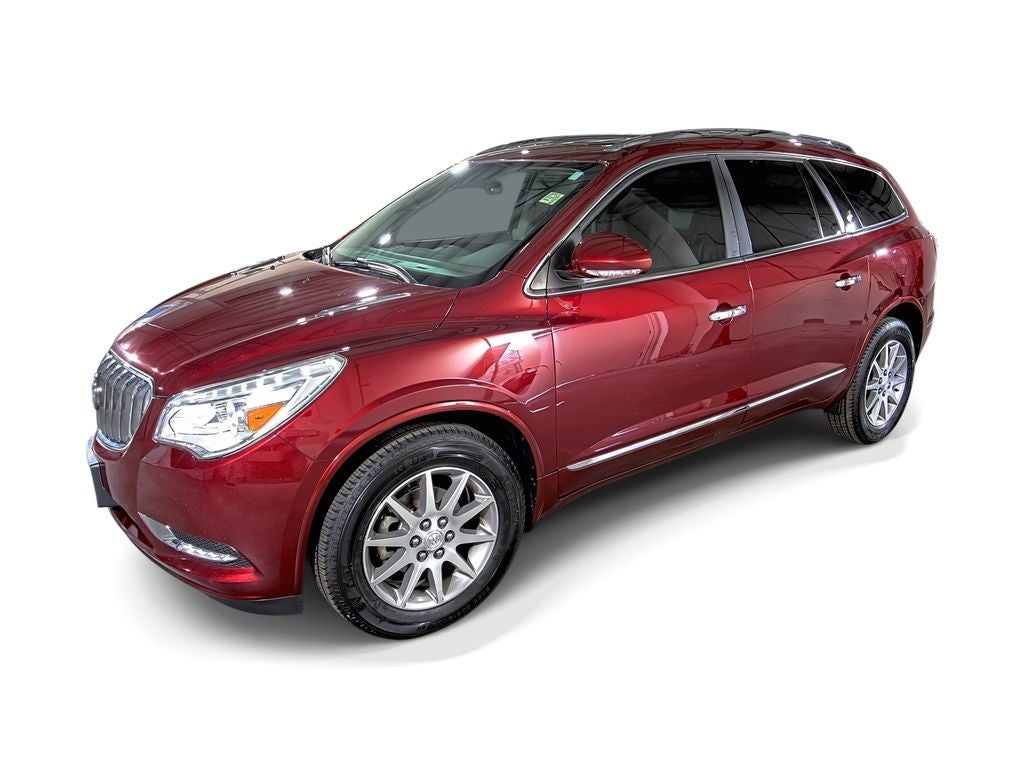 2015 Buick Enclave Leather in Crimson Red Tintcoat — front three-quarter view