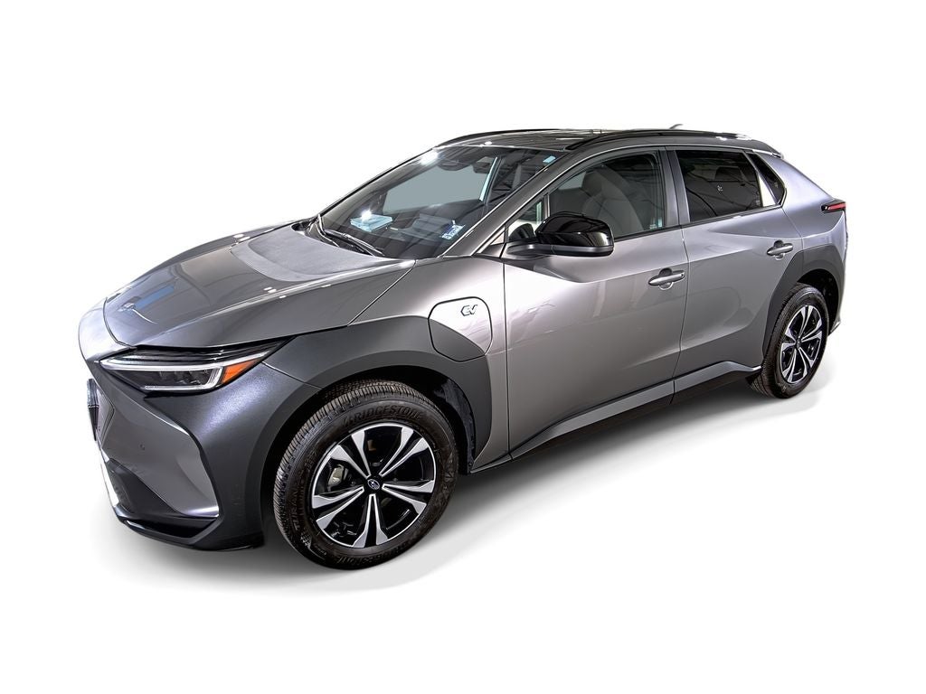 2024 Subaru Solterra Premium in Gray — front three-quarter view
