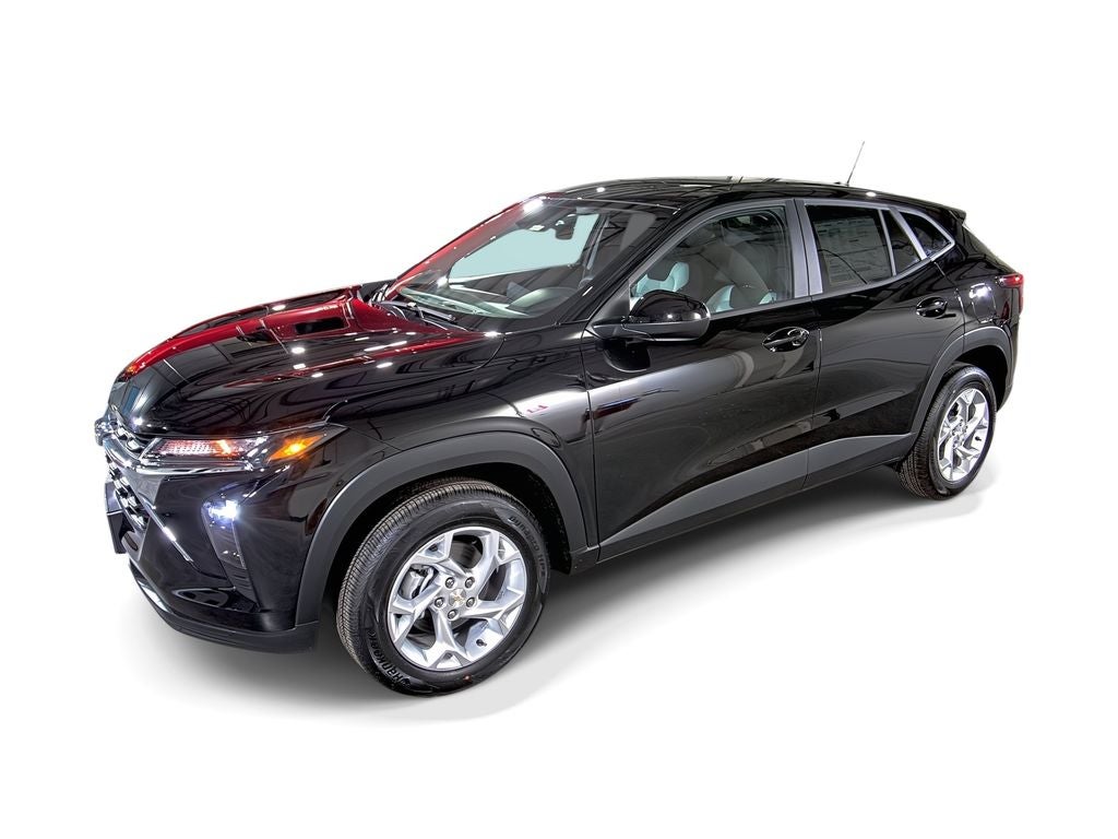 2026 Chevrolet Trax LS in Mosaic Black Metallic — front three-quarter view