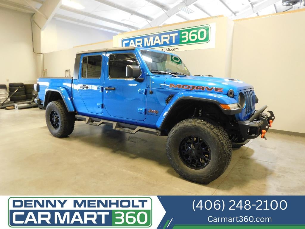 2020 Jeep Gladiator Mojave 4X4 in Hydro Blue Pearlcoat — front three-quarter view