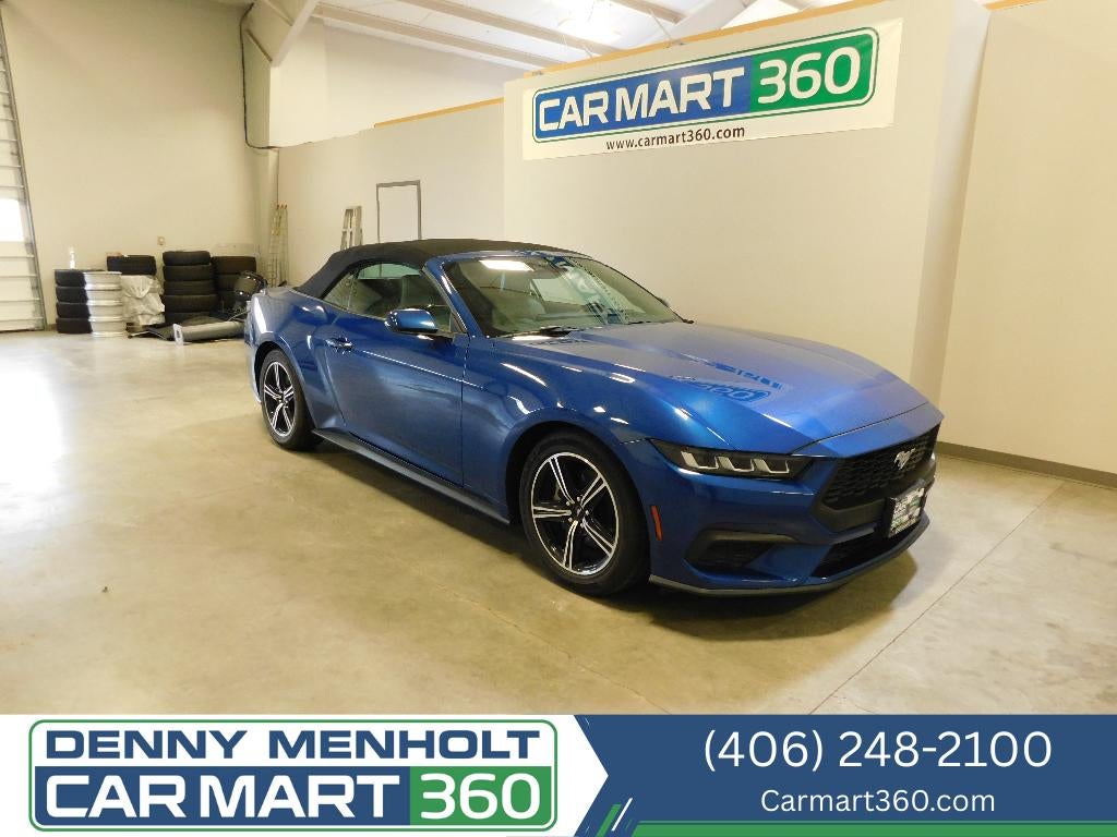 2024 Ford Mustang EcoBoost Premium AWD in Atlas Blue Metallic — front three-quarter view