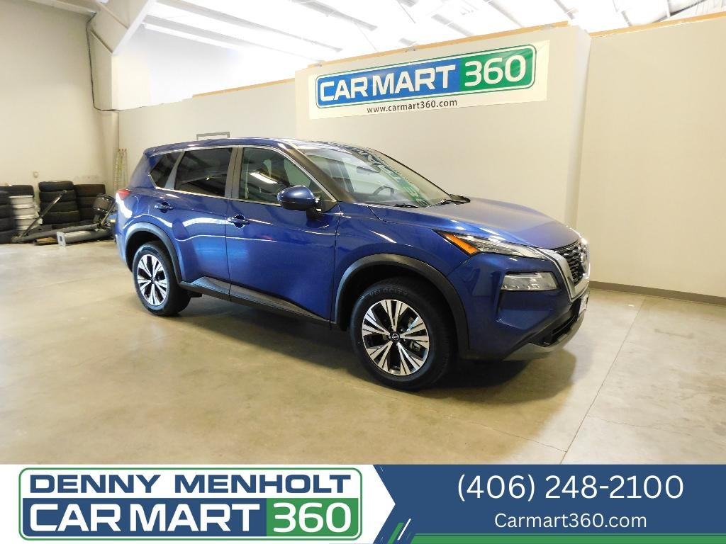 2022 Nissan Rogue SV AWD in Caspian Blue Metallic — front three-quarter view