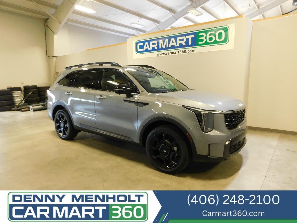 2024 Kia Sorento X-Line SX Prestige AWD in Everlasting Silver — front three-quarter view