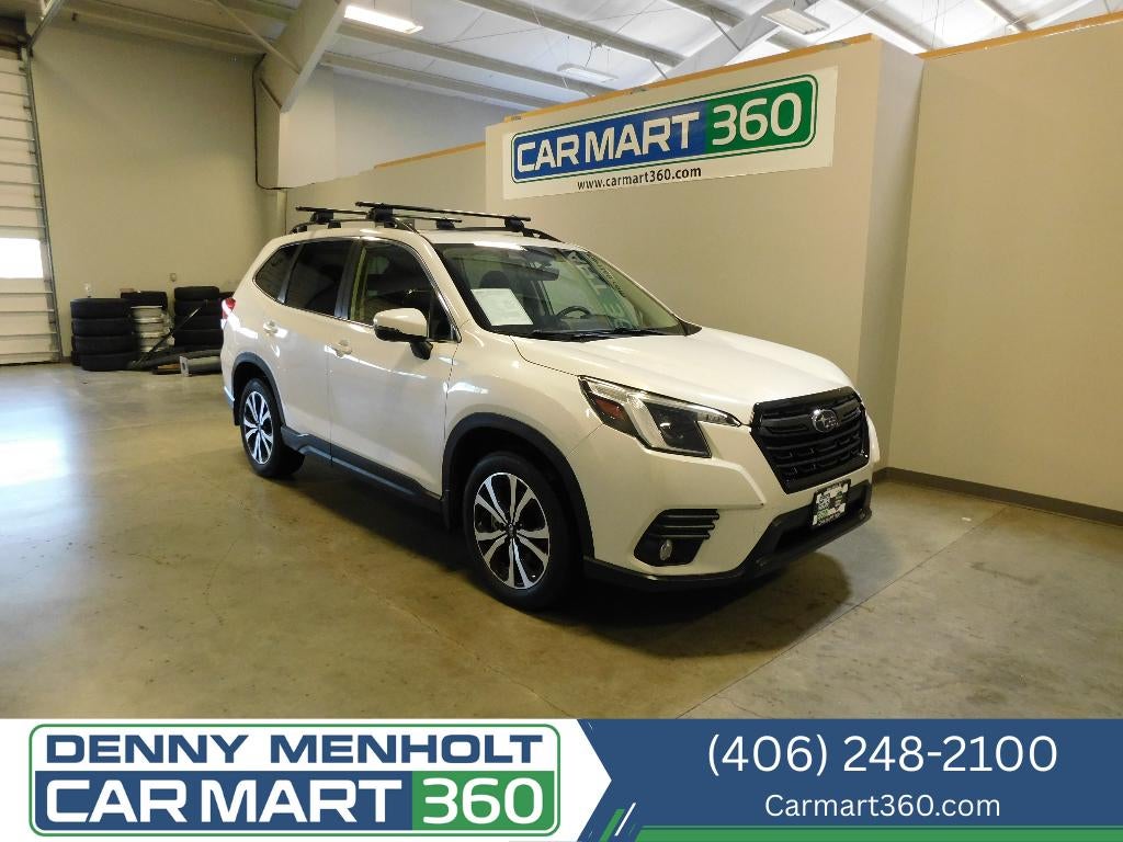 2023 Subaru Forester Limited AWD in Crystal White Pearl — front three-quarter view